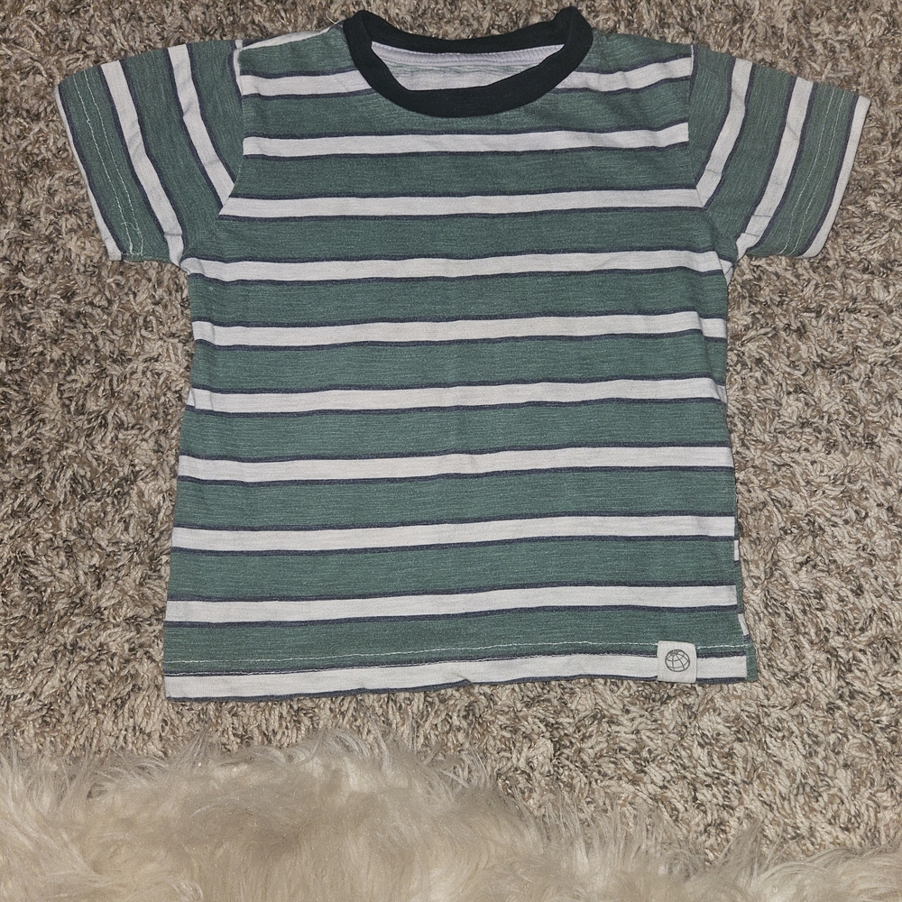 Free Planet Green and White Striped Tee